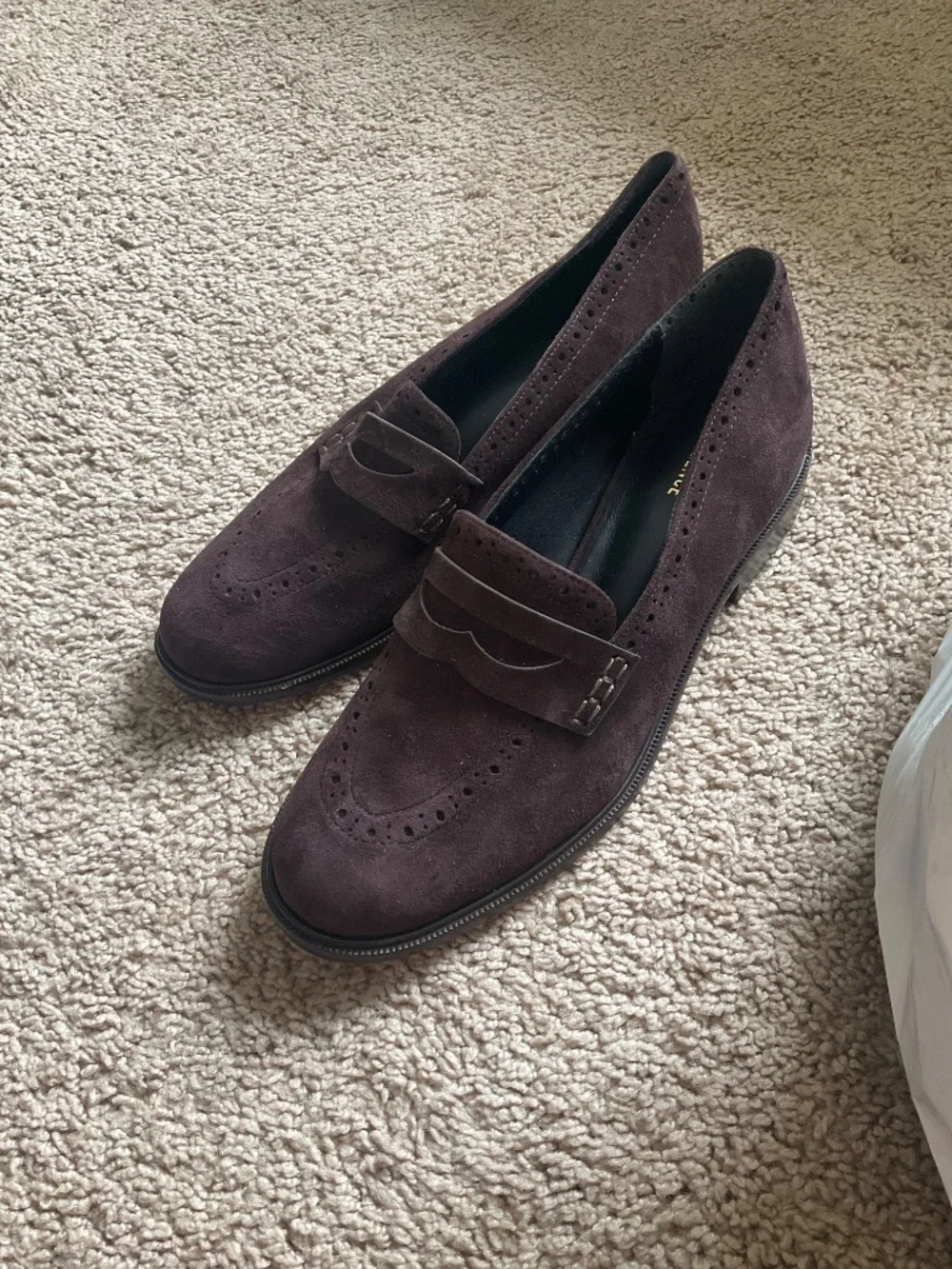 Suede Penny Loafers in Dark Brown - Women